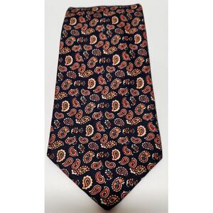 Liberty of London Necktie For Baskin Paisley Navy & Coral Print Silk Elegance